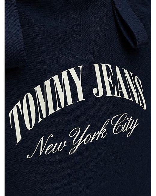 Tommy Hilfiger Blue Mittelgroße Canvas-Tote-Bag mit Logo
