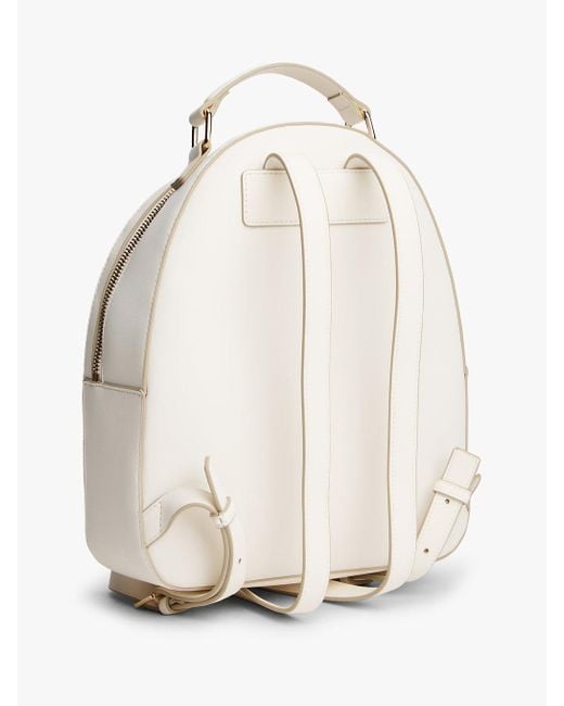 Zaino Con Bandiere Trapuntate E Monogramma Th di Tommy Hilfiger in White
