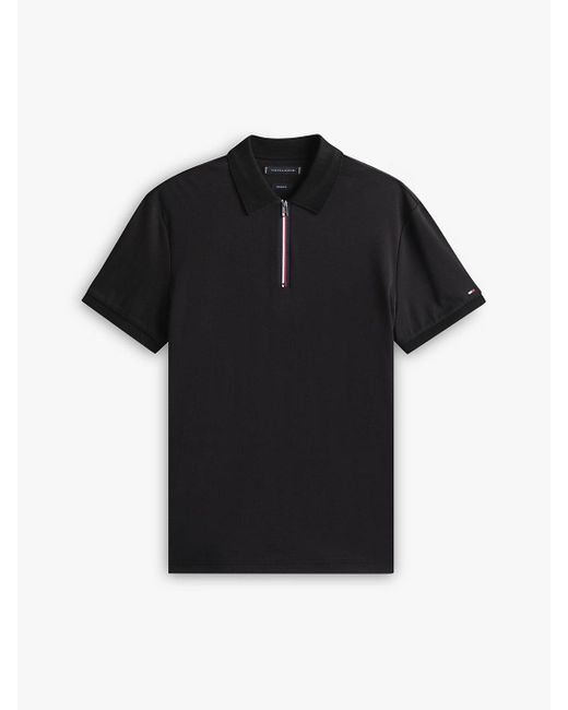 Polo Coupe Standard À Zip Emblématique Tommy Hilfiger pour homme en coloris Black