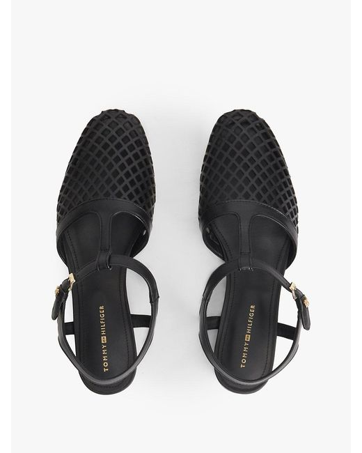 Tommy Hilfiger White Cutout Leather T-Bar Buckle Sandals