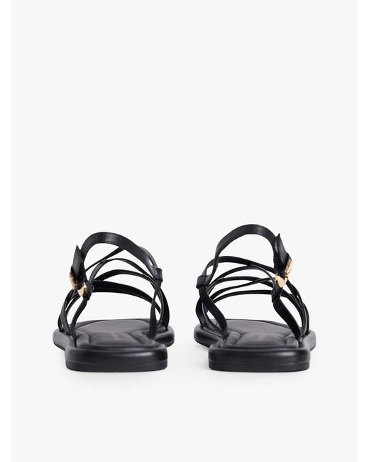 Tommy Hilfiger White Leather Crossover Strap Flat Sandals