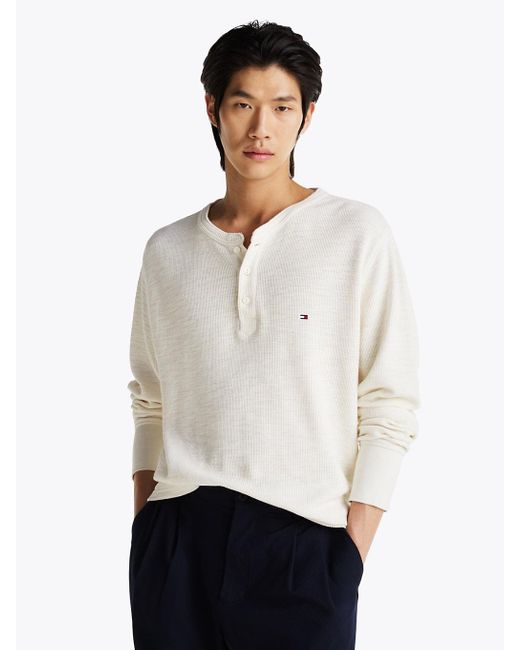 Tommy Hilfiger White Long Sleeve Henley T-shirt for men
