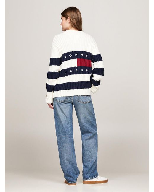 Tommy Hilfiger Blue Back Logo Oversized Cardigan With Wool