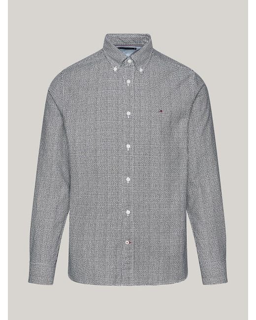 Tommy Hilfiger Gray Basketweave Print Regular Fit Oxford Shirt for men