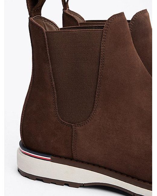 Tommy Hilfiger Suède Chelsea Boot Met Profielzool in het Brown voor heren