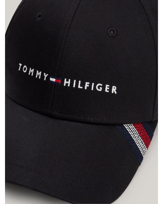 Tommy Hilfiger Black Logo Embroidery Six-panel Baseball Cap for men