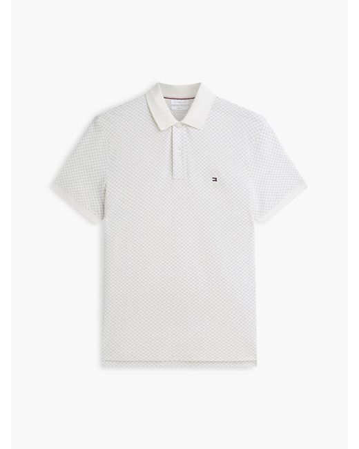 Tommy Hilfiger White Regular Fit Geometric Print Polo Shirt for men