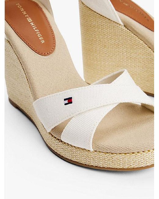Tommy Hilfiger Canvas Espadrille Met Hoge Sleehak in het Natural