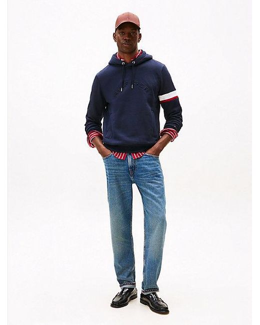 Tommy Hilfiger Fleece Hoodie Met Logo in het Blue voor heren
