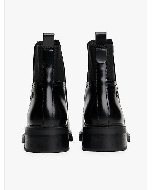 Tommy Hilfiger Leren Chelsea Boot Met Vierkante Neus in het Black