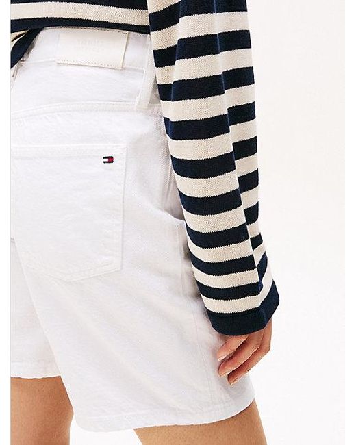 Tommy Hilfiger Witte Denim Short Met Medium Rise in het Blue