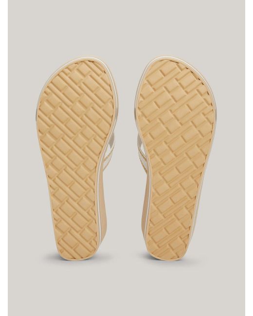 Tommy Hilfiger Natural Logo Strap Wedge Heel Beach Sandals