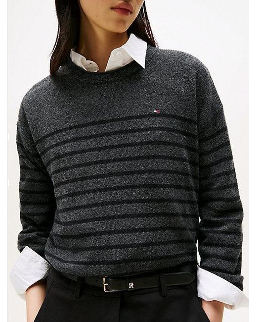 Tommy Hilfiger Relaxed Fit Trui Van Zachte Wol in het Black