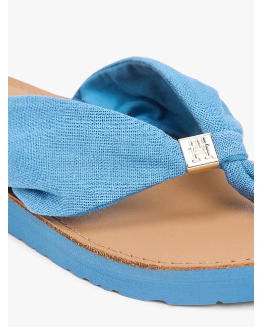 Tommy Hilfiger Blue Th Monogram Plaque Hemp Flip-Flops