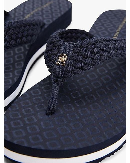 Chanclas De Cuña Con Monograma Th Tommy Hilfiger de color Blue