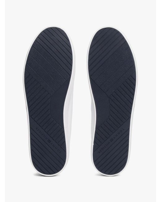 Tommy Hilfiger White Logo Lace-up Trainers With Leather for men