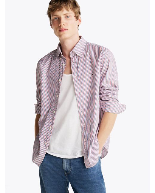 Tommy Hilfiger Purple Long Sleeve Poplin Regular Fit for men