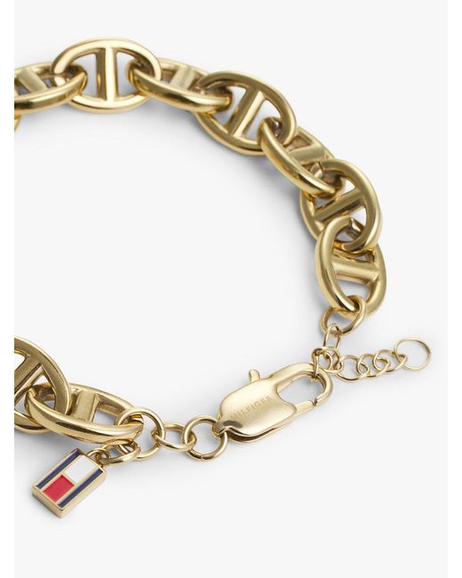 Tommy Hilfiger Metallic Plated Flag Mariner Chain-Link Bracelet