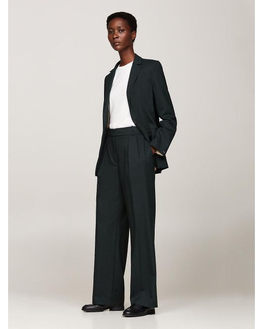 Tommy Hilfiger Black Pleated Relaxed Straight Trousers