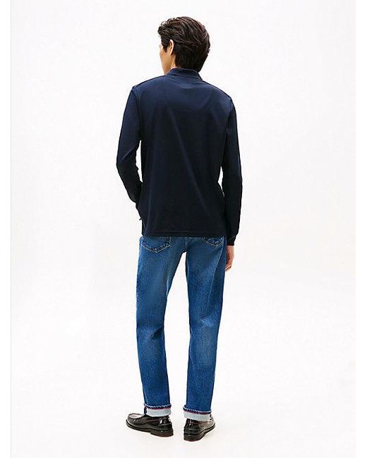Tommy Hilfiger Regular Fit Langarm-Poloshirt in Blue für Herren