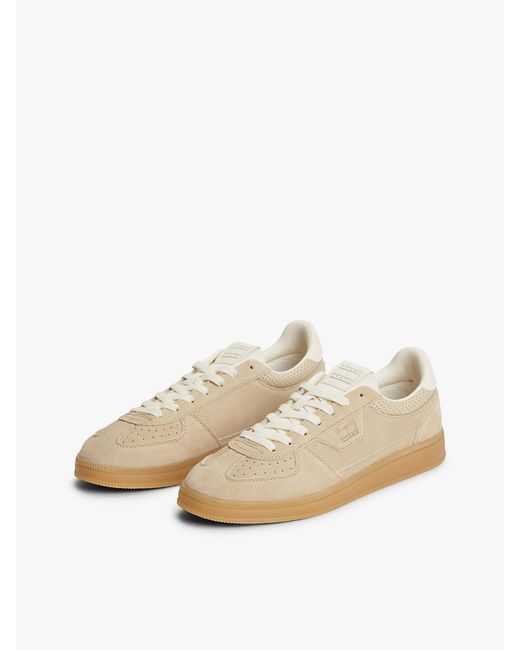 Tommy Hilfiger White The Greenwich Metallic Logo Suede Trainers for men