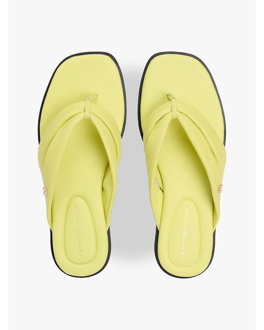 Tommy Hilfiger Yellow Leather Toe Post Flat Sandals