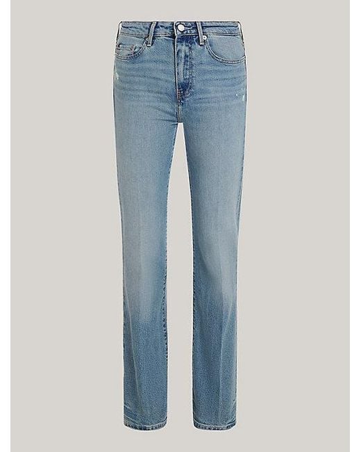 Tommy Hilfiger High Rise Distressed Bootcut Jeans in het Blue