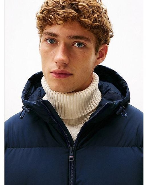 Tommy Hilfiger Waterafstotende Lange Donsparka Met Capuchon in het Blue voor heren
