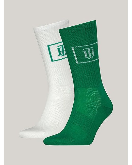 Tommy Hilfiger 2er-Pack Socken mit TH-Monogramm und Mesh in Green für Herren