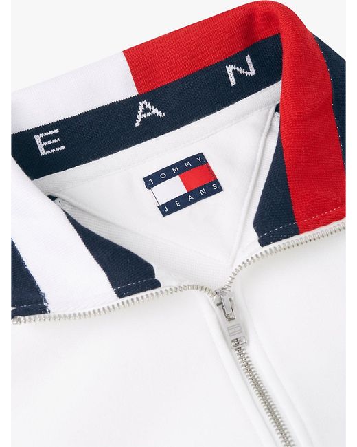 Tommy Hilfiger Blue Colour-Blocked Quarter-Zip Relaxed Sweatshirt for men