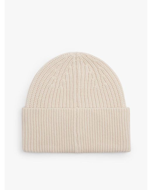 Tommy Hilfiger Natural Cashmere Blend Logo Embroidery Beanie