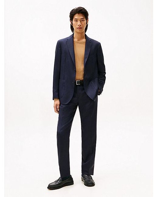 Pantalón De Algodón Con Textura De Canasta Tommy Hilfiger de hombre de color Blue