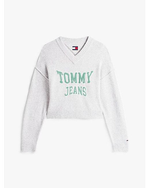 Jersey Con Cuello De Pico Y Logo Tommy Hilfiger de color Gray