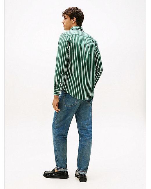 Tommy Hilfiger Th Flex Regular Fit Overhemd Met Strepen in het Green voor heren