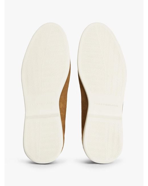 Tommy Hilfiger White Flag Plaque Suede Loafers for men