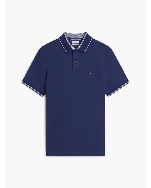 Tommy Hilfiger Blue Heritage Regular Fit Stripe Trim Polo Shirt for men