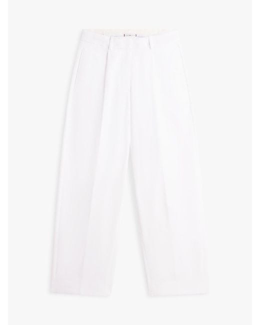 Tommy Hilfiger White Pleated Barrel Chinos