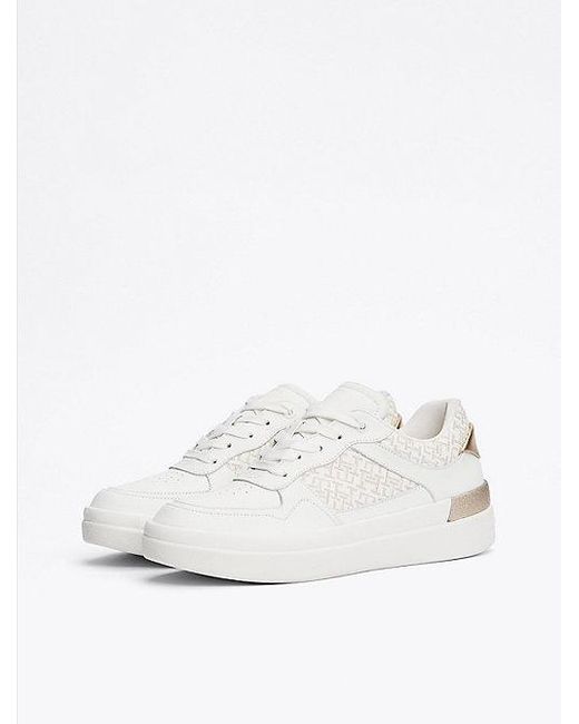 Tommy Hilfiger Leren Sneaker Met Th-Monogram in het White