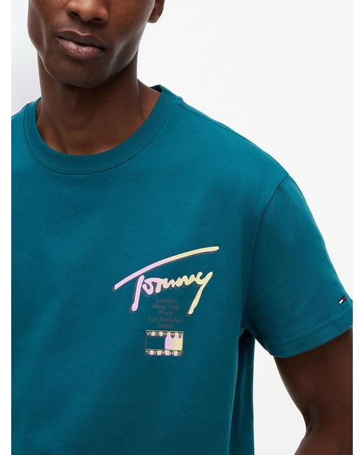 Tommy Hilfiger Blue Signature Logo Crew Neck T-Shirt for men