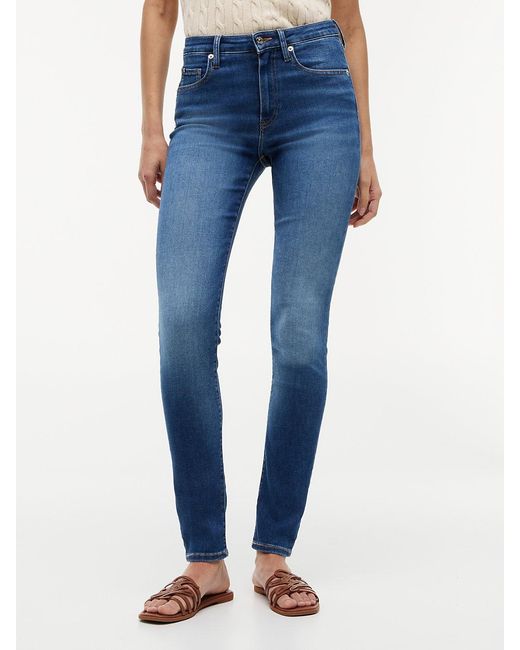 Tommy Hilfiger Blue Como Whiskered Mid Rise Skinny Jeans
