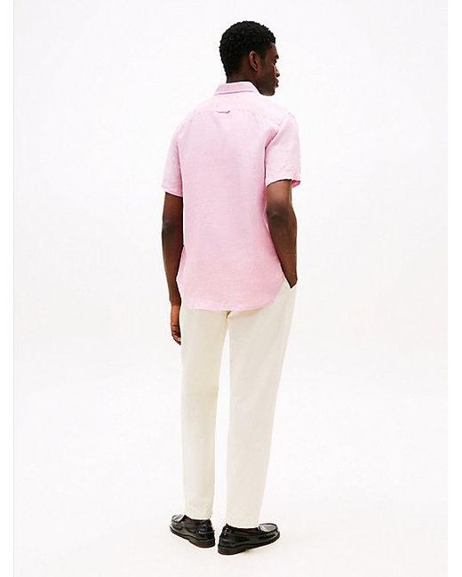 Tommy Hilfiger Gewaschenes Hemd Aus Reinem Leinen in Pink für Herren