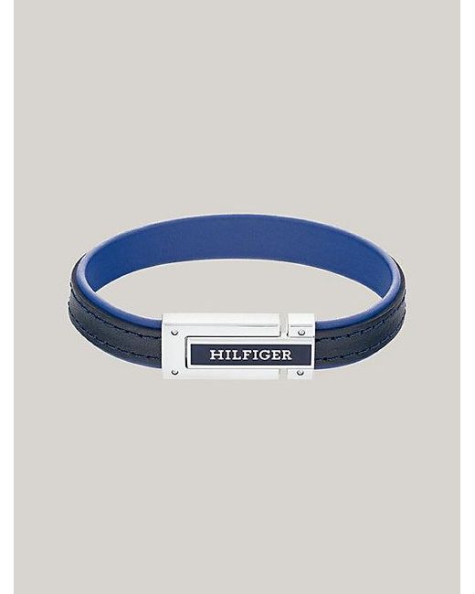 Tommy Hilfiger Armband Van Blauw Leer Met Foldover-sluiting in het Blue voor heren