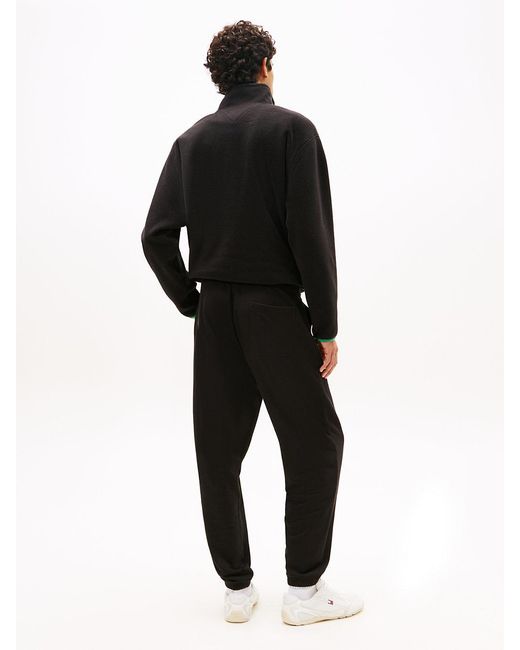 Tommy Hilfiger Black Linear Logo Fleece Drawstring Joggers for men
