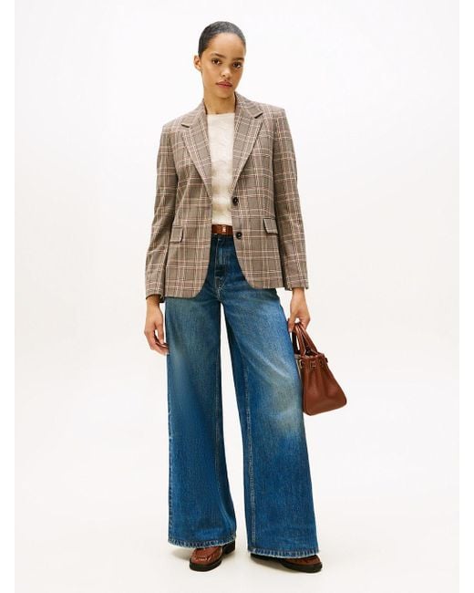 Blazer Droit À Carreaux Tommy Hilfiger en coloris Natural