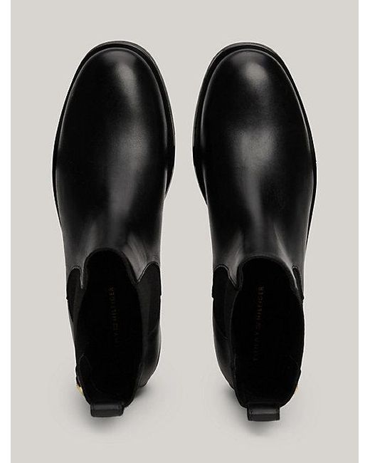 Tommy Hilfiger Black Chelsea-Boot Aus Leder Mit Monogramm-Emblem