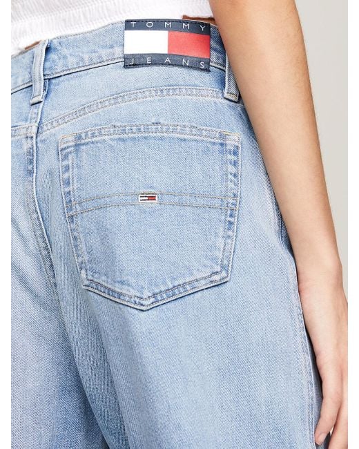 Tommy Hilfiger Blue Betsy Mid Rise Wide Leg Distressed Jeans