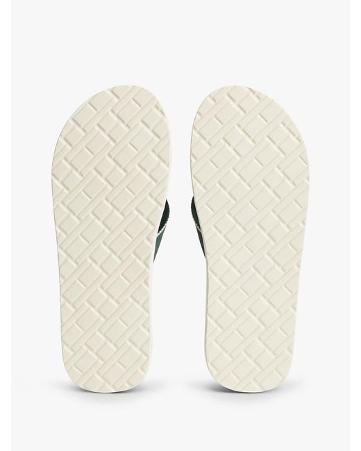 Tommy Hilfiger Green Logo Embroidery Webbing Strap Flip-Flops for men