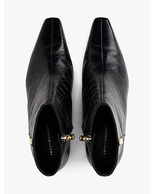 Botines De Piel Con Tacón Kitten Tommy Hilfiger de color Black