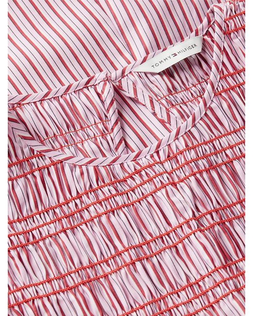 Tommy Hilfiger Pink Stripe Smock Sleeveless Fit And Flare Maxi Dress