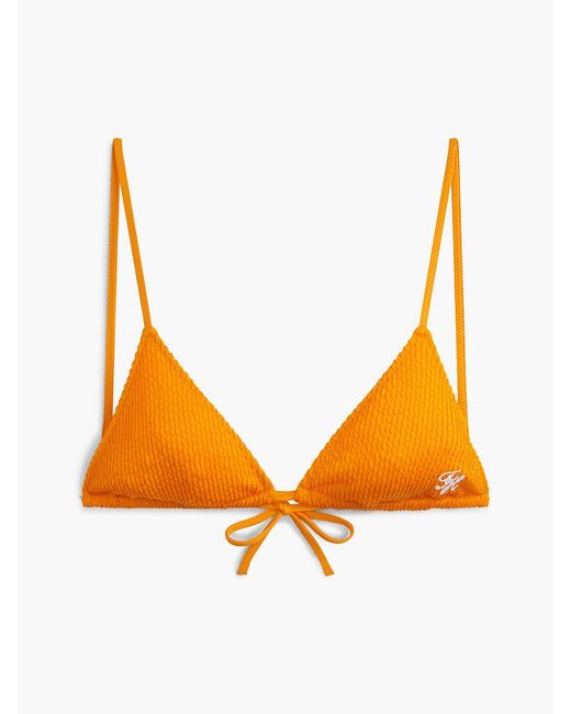 Tommy Hilfiger Orange Crinkle Texture Triangle Bikini Top